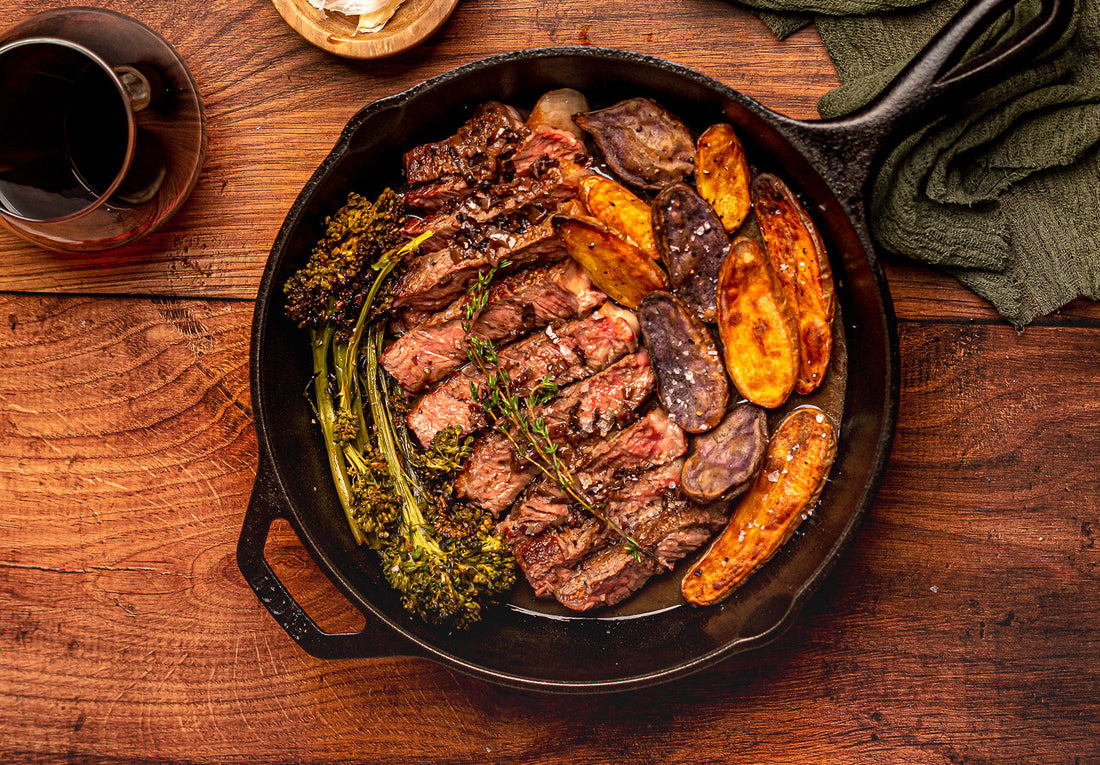 Cast Iron Ribeye with Red Wine Sauce