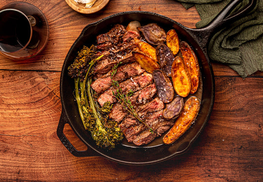 Cast Iron Ribeye with Red Wine Sauce