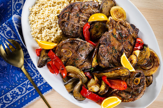 Grilled Lamb Shoulder Chops and Vegetables