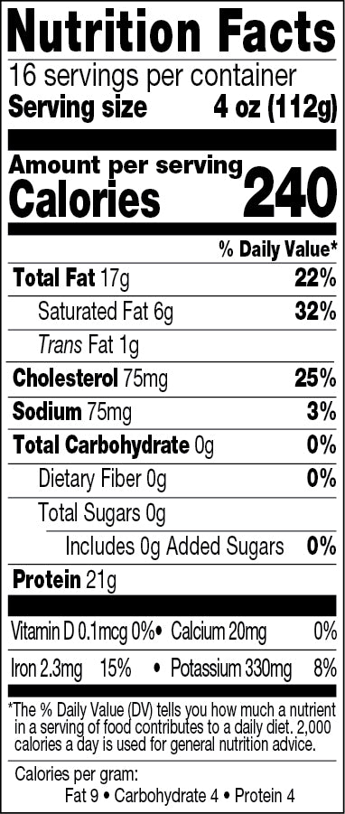  Nutritional Info for Organic Ground Beef 85/15