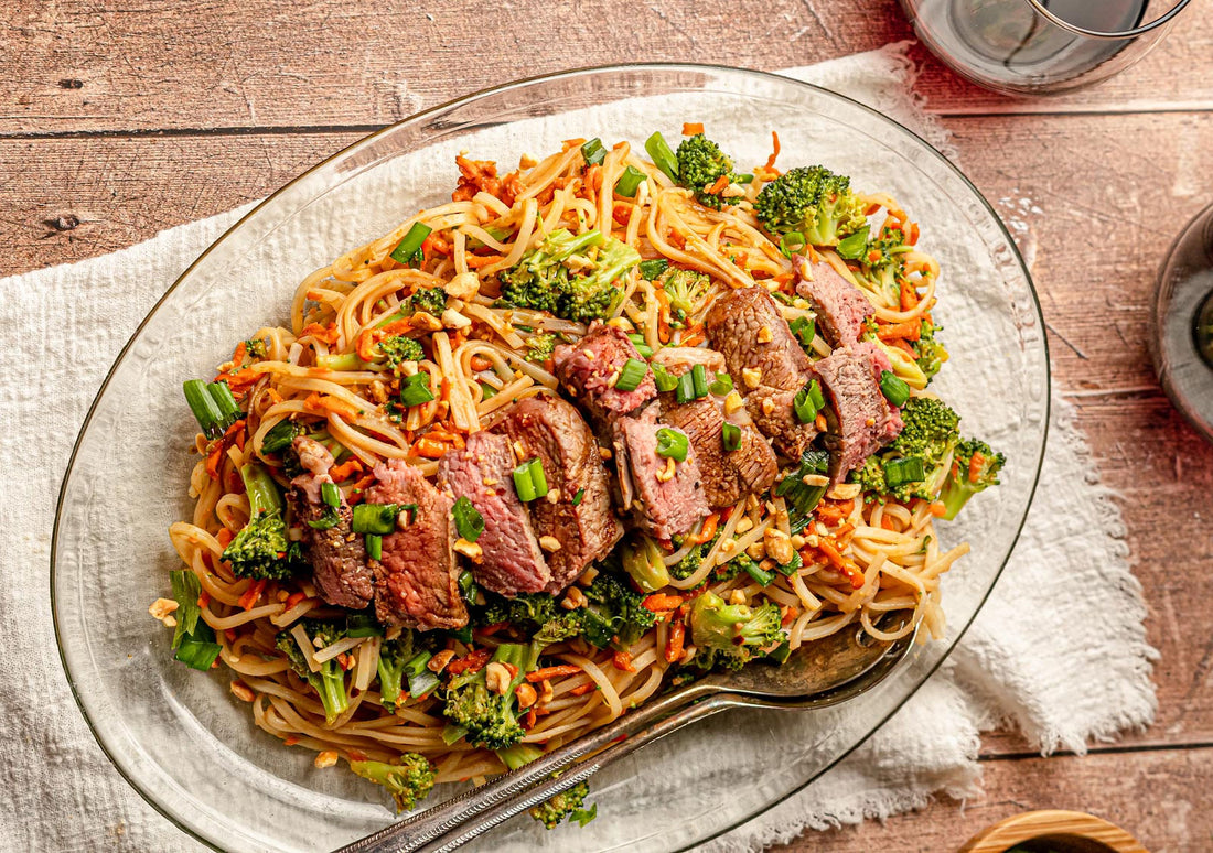 Grilled Lamb Loin Chops with Peanut Noodles